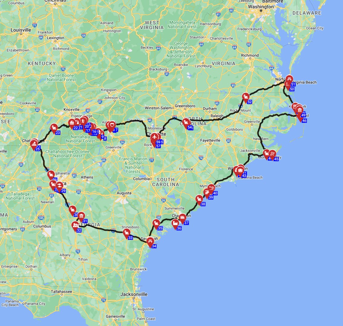Awesome USA RV roundtrip itinerary from Charlotte family motorhome adventure